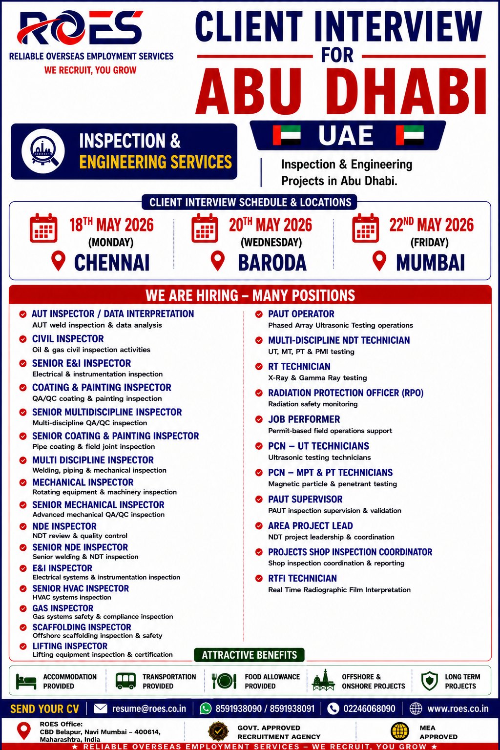 Urgent Hiring for Abu Dhabi