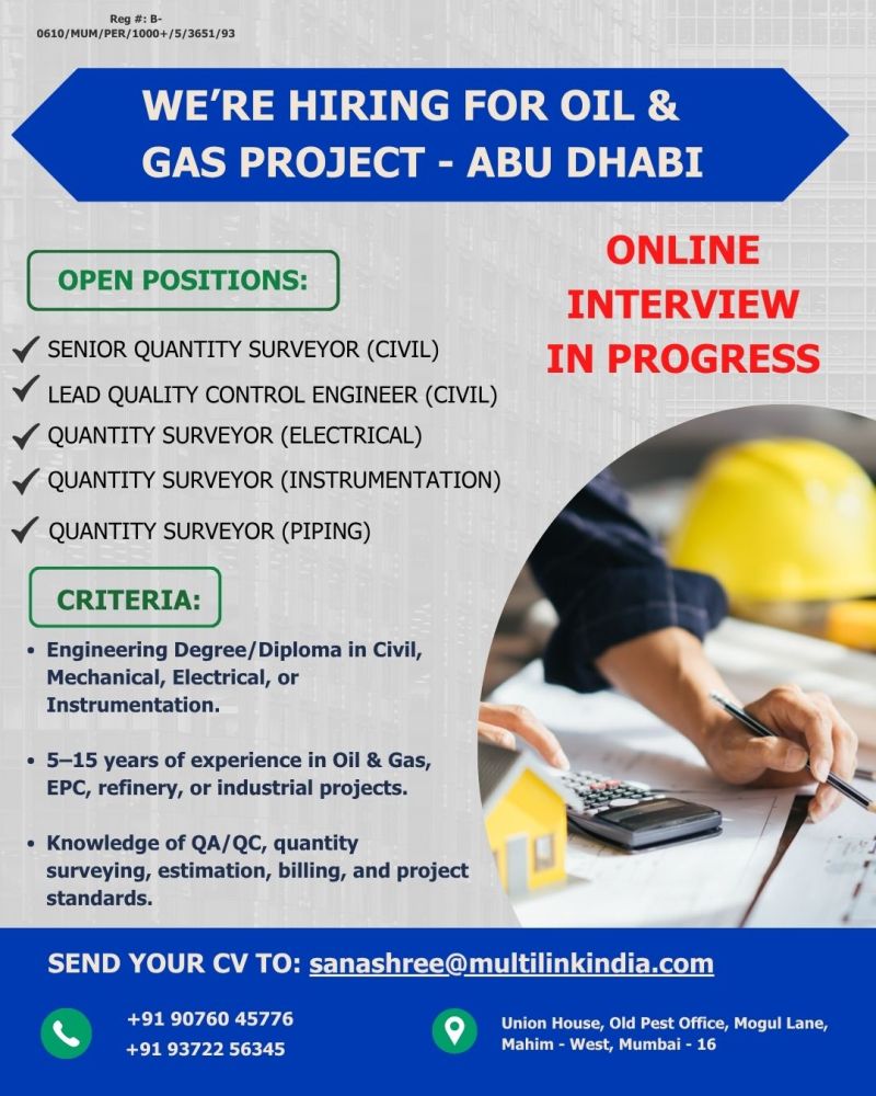 Urgent Hiring for Abu Dhabi