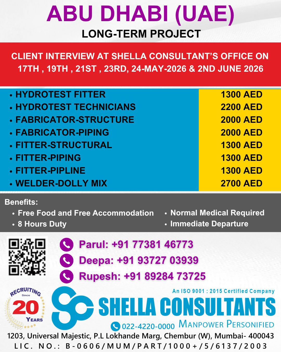 Urgent Hiring for Abu Dhabi