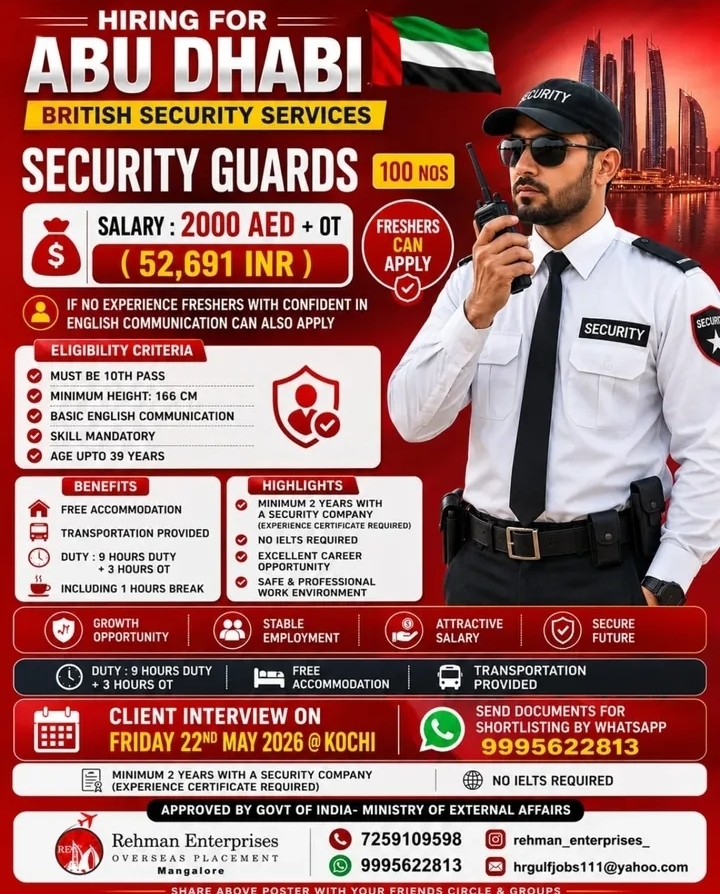 Urgent Hiring for Abu Dhabi