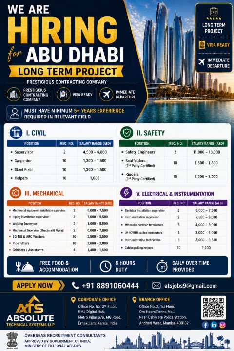 Urgent Hiring for Abu Dhabi
