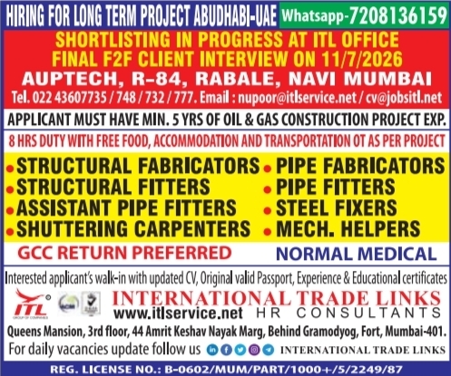 Urgent Hiring for Abu Dhabi