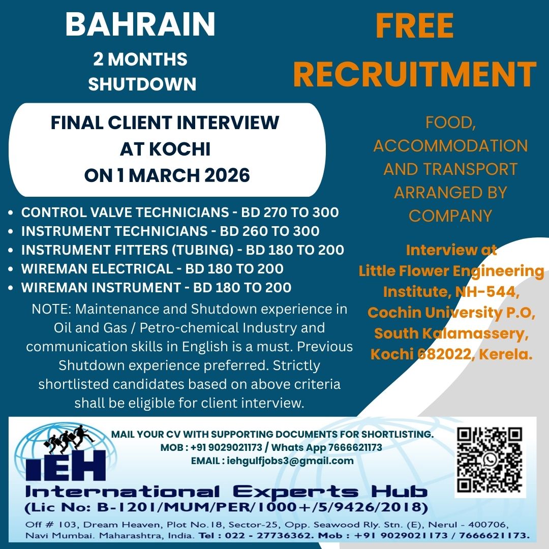 Urgent Hiring for Bahrain