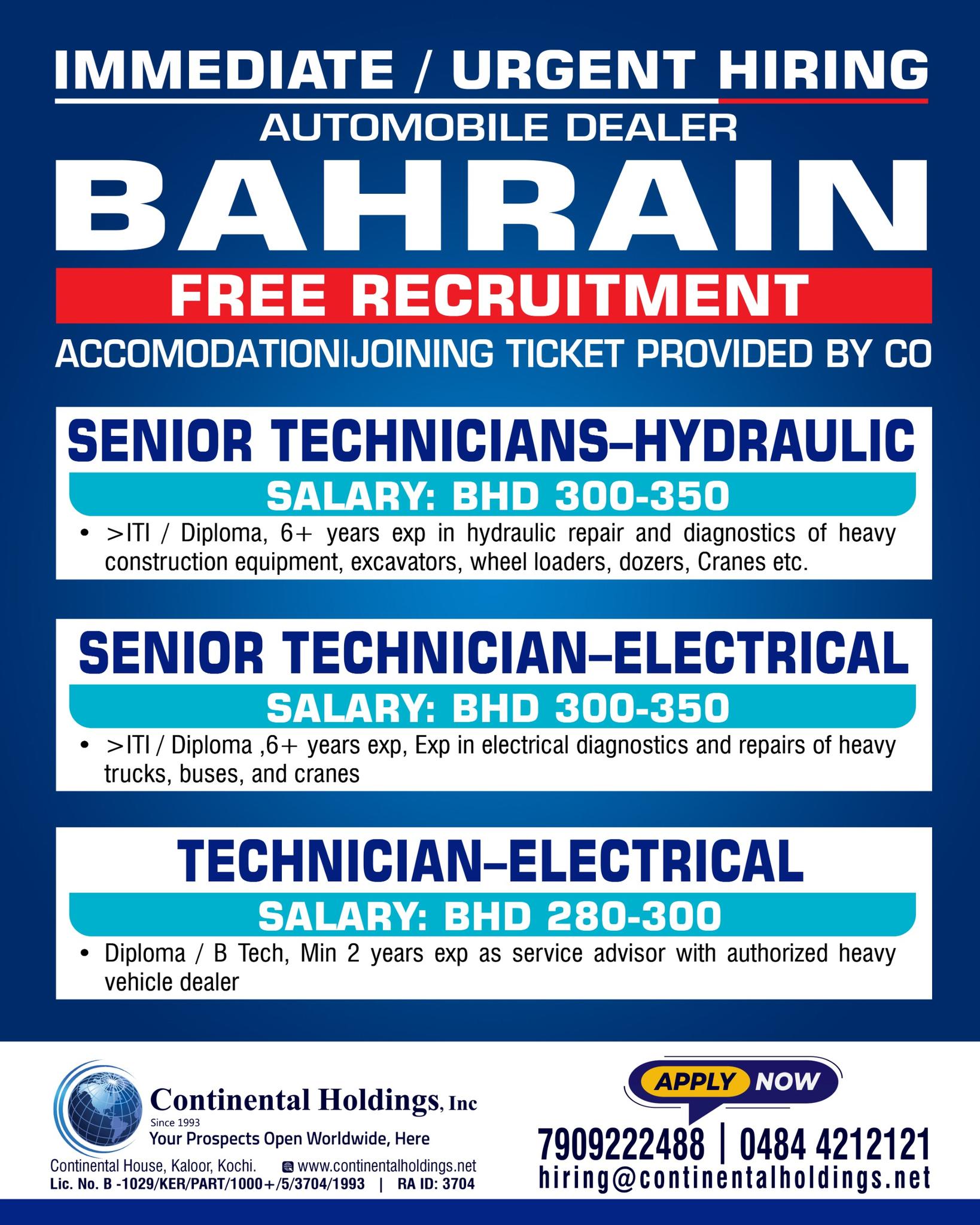 Urgent Hiring for Bahrain