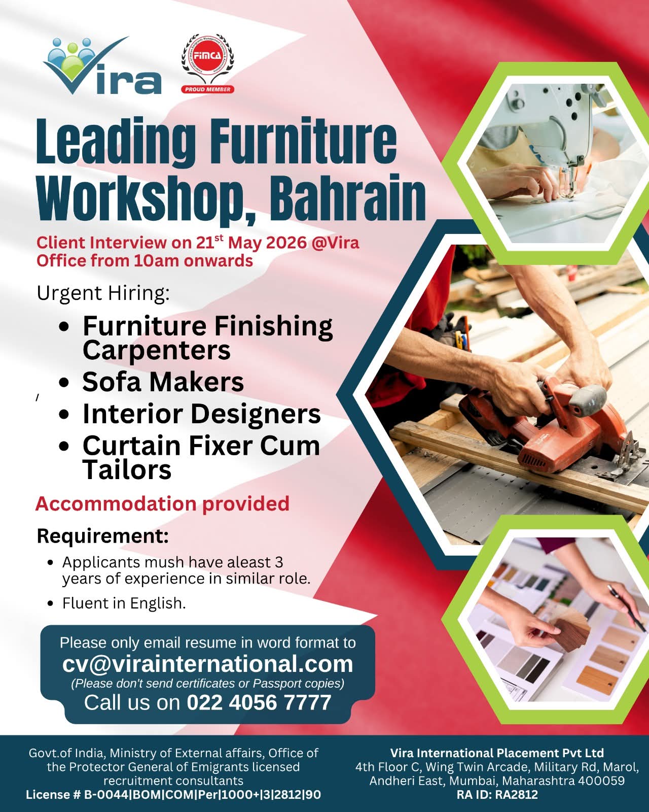 Urgent Hiring for Bahrain