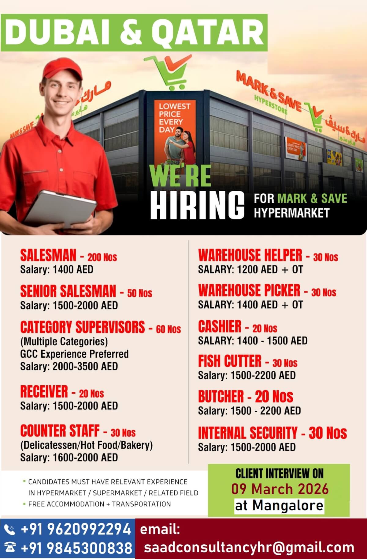 Urgent Hiring for Dubai & Qatar