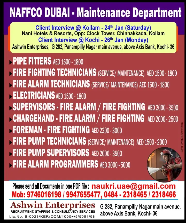 Urgent Hiring for Dubai