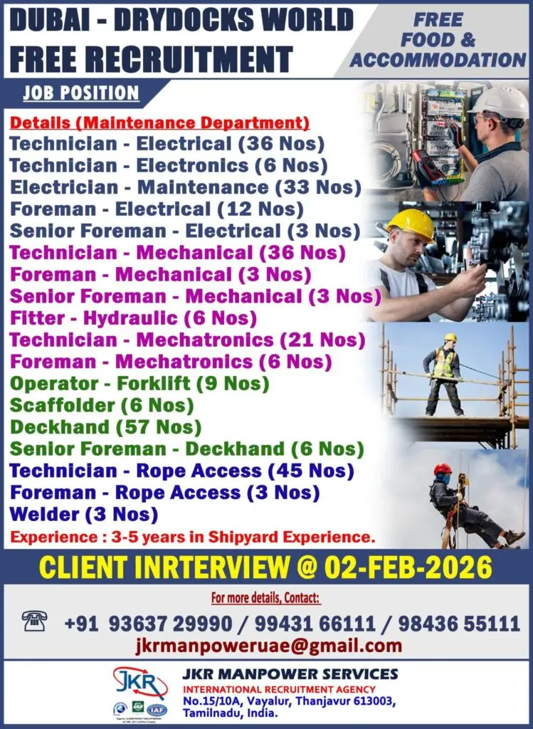 Urgent Hiring for Dubai
