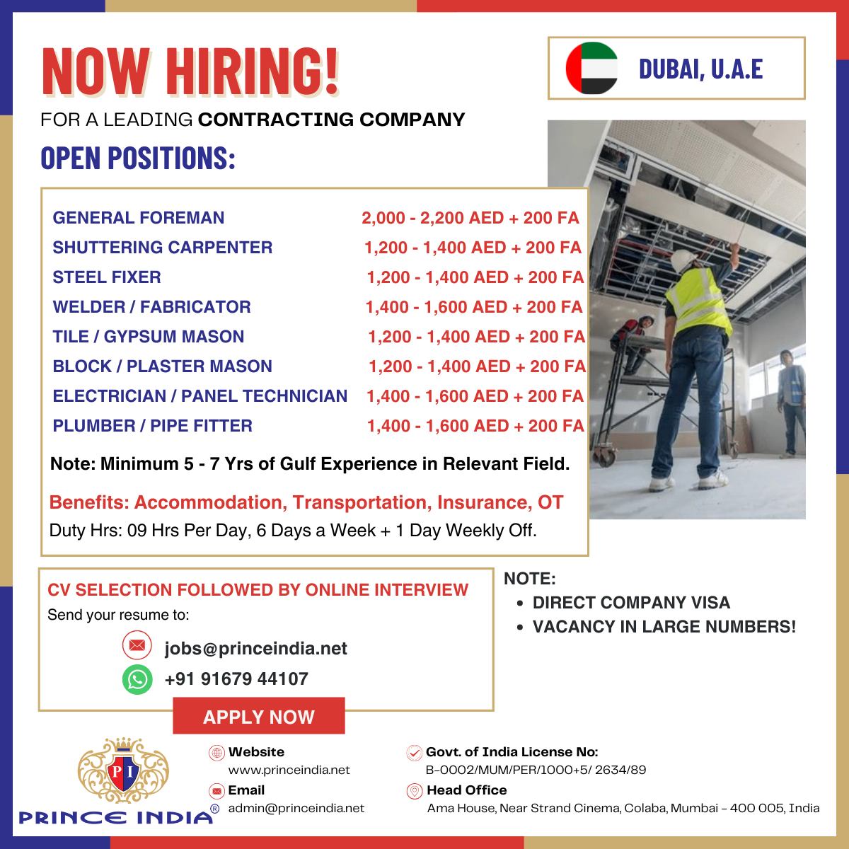 Urgent Hiring for Dubai