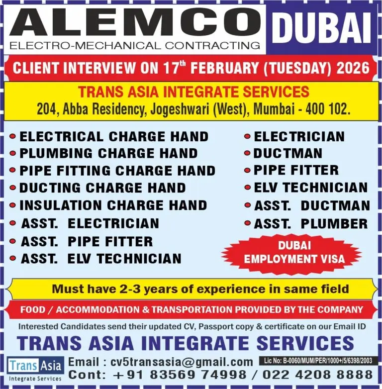 Urgent Hiring for Dubai