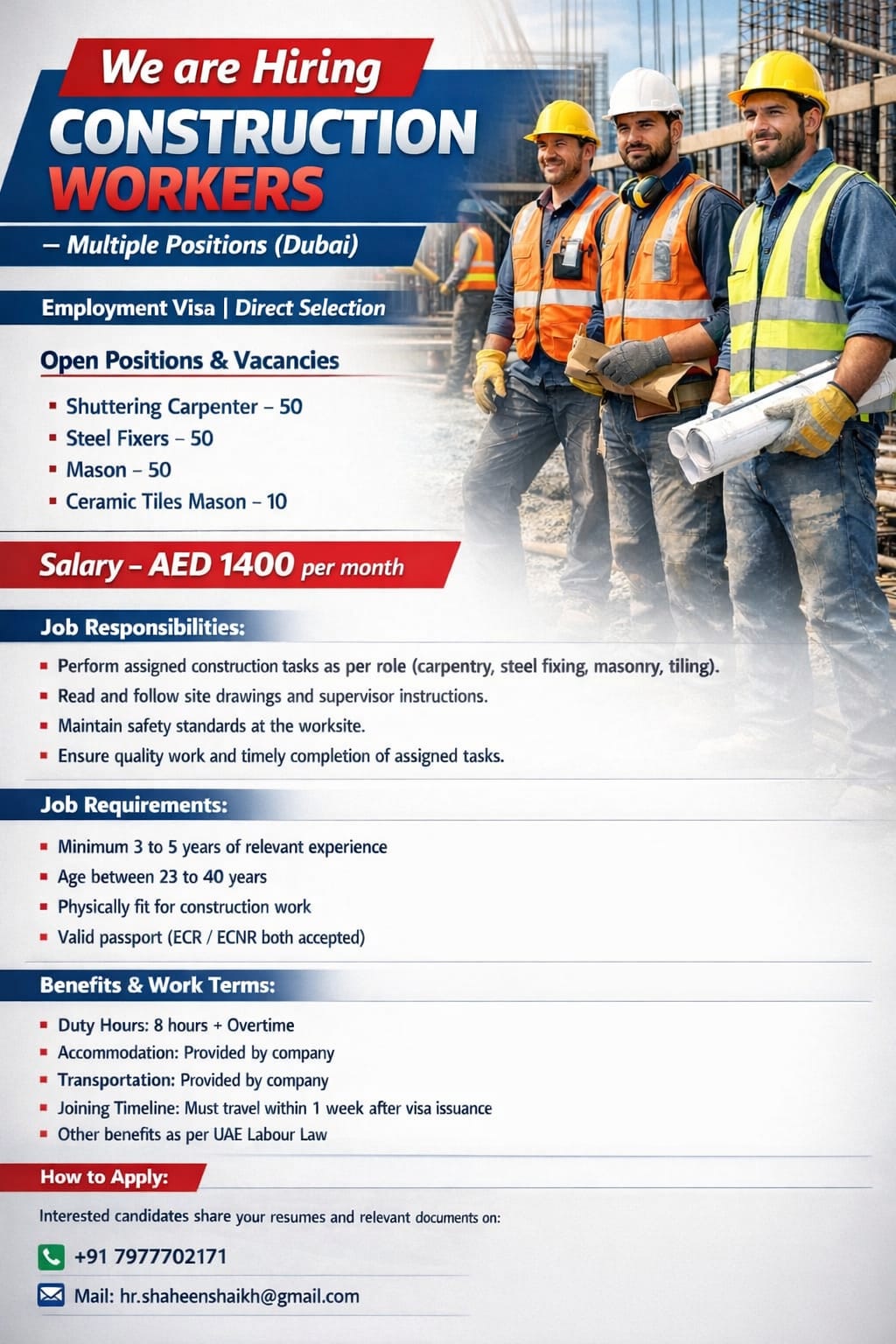 Urgent Hiring for Dubai