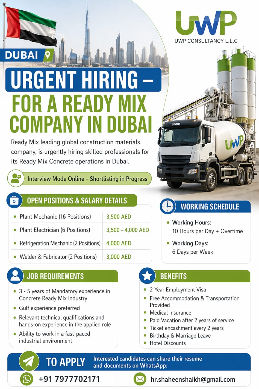 Urgent Hiring for Dubai