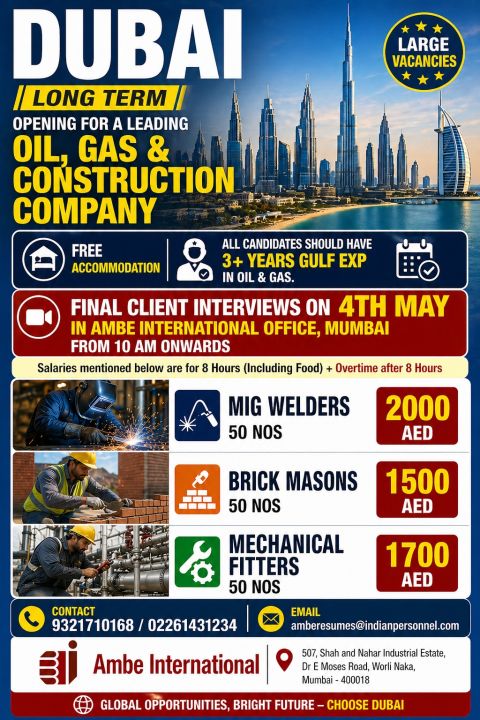 Urgent Hiring for Dubai