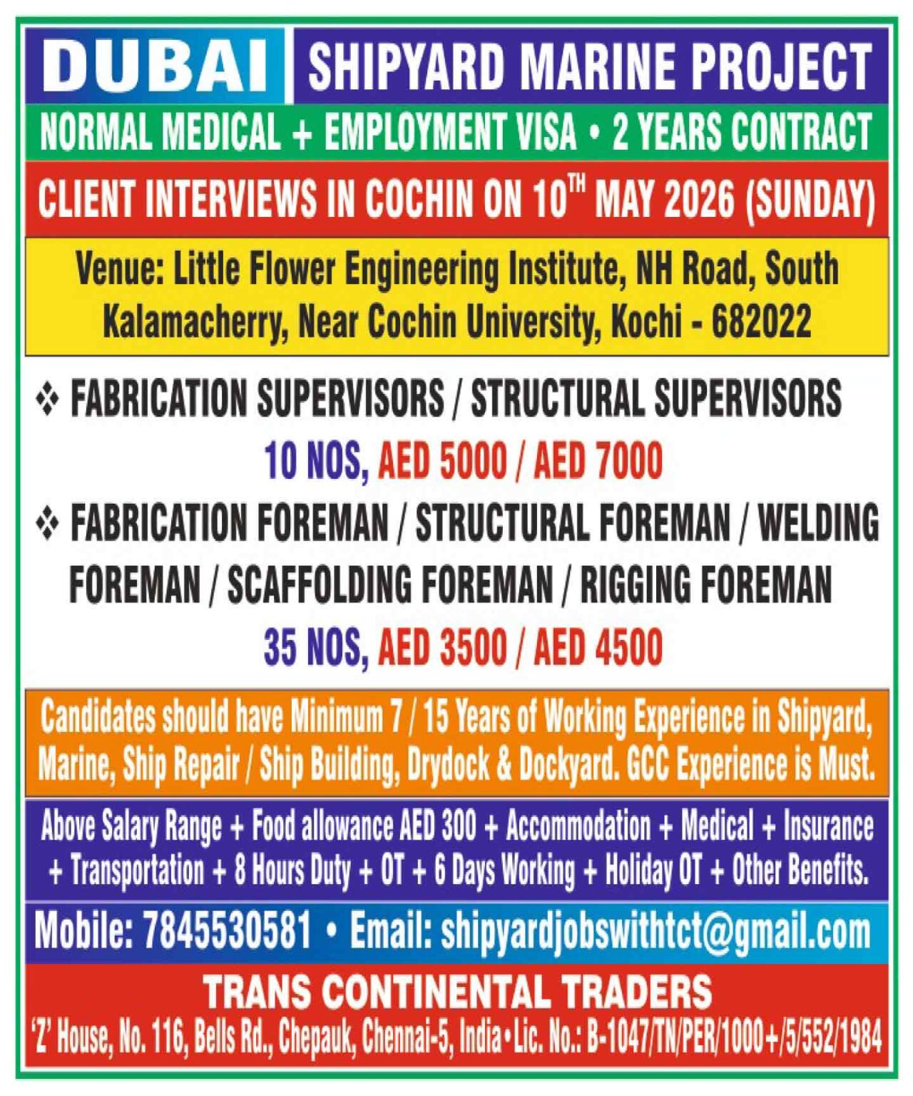 Urgent Hiring for Dubai