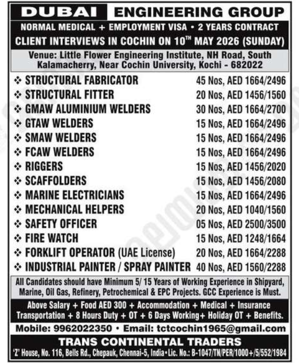 Urgent Hiring for Dubai