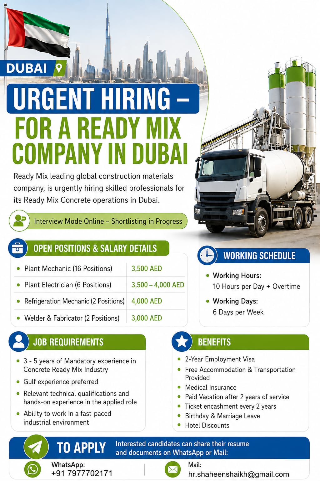 Urgent Hiring for Dubai