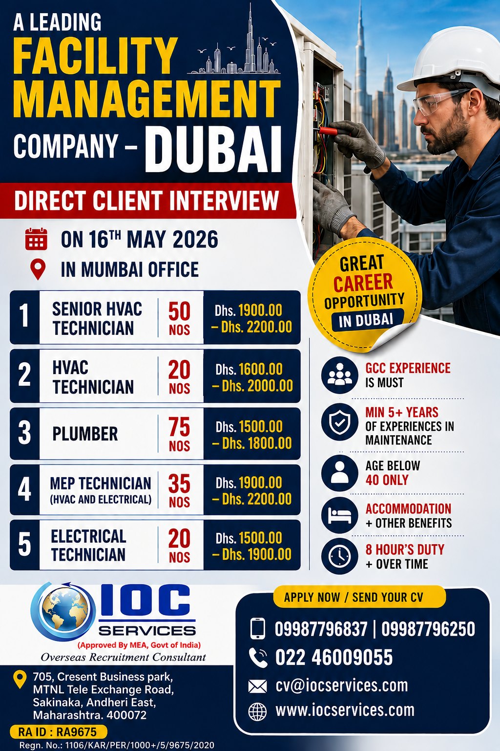 Urgent Hiring for Dubai