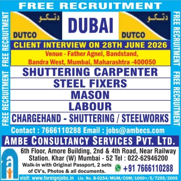 Urgent Hiring for Dubai