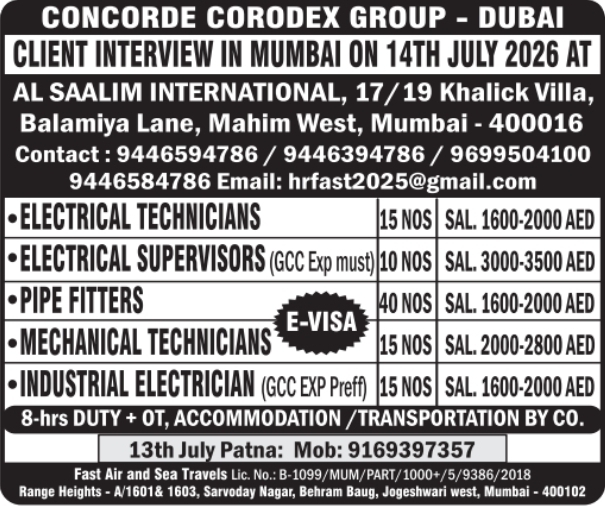 Urgent Hiring for Dubai