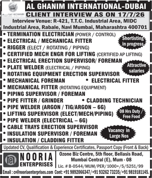 Urgent Hiring for Dubai