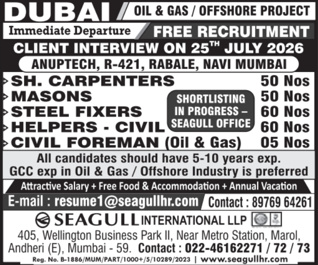 Urgent Hiring for Dubai