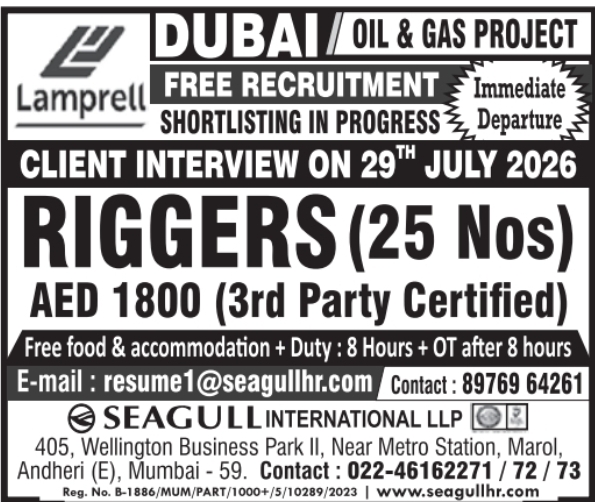Urgent Hiring for Dubai