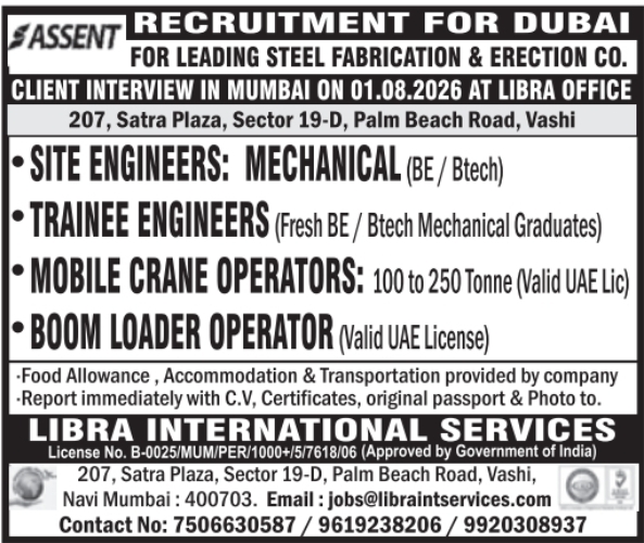 Urgent Hiring for Dubai