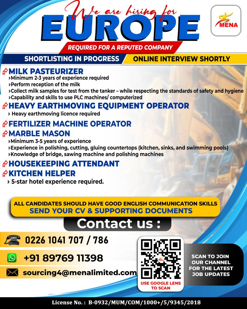 Urgent Hiring for Europe