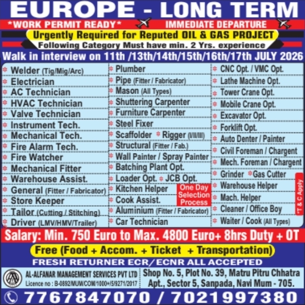 Urgent Hiring for Europe