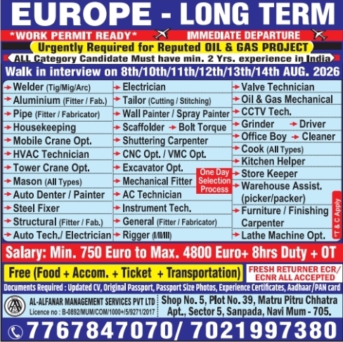 Urgent Hiring for Europe