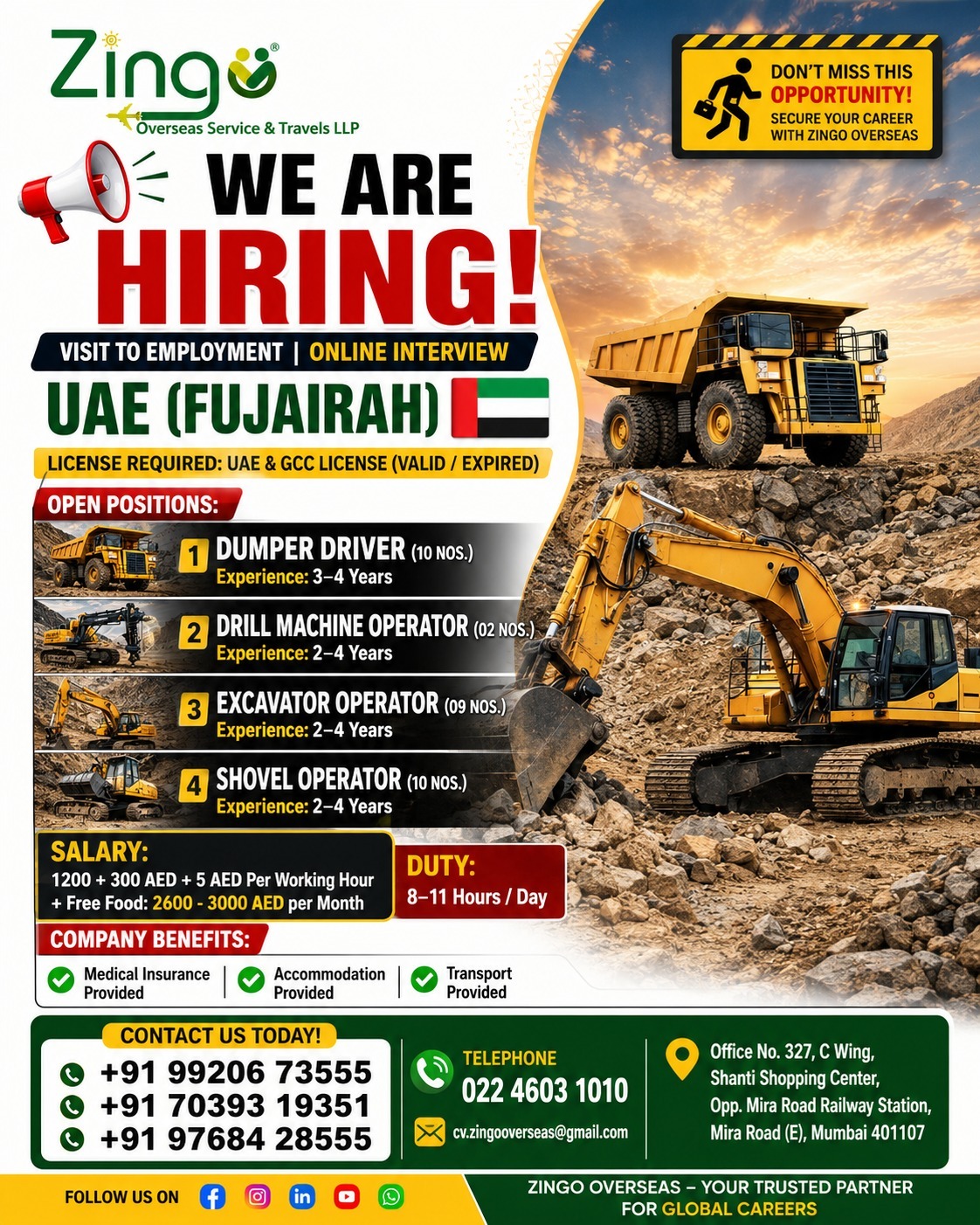 Urgent Hiring for Fujairah