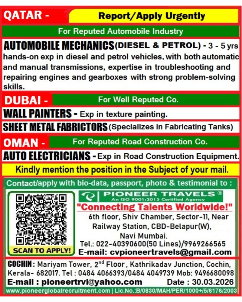 Urgent Hiring for Gulf