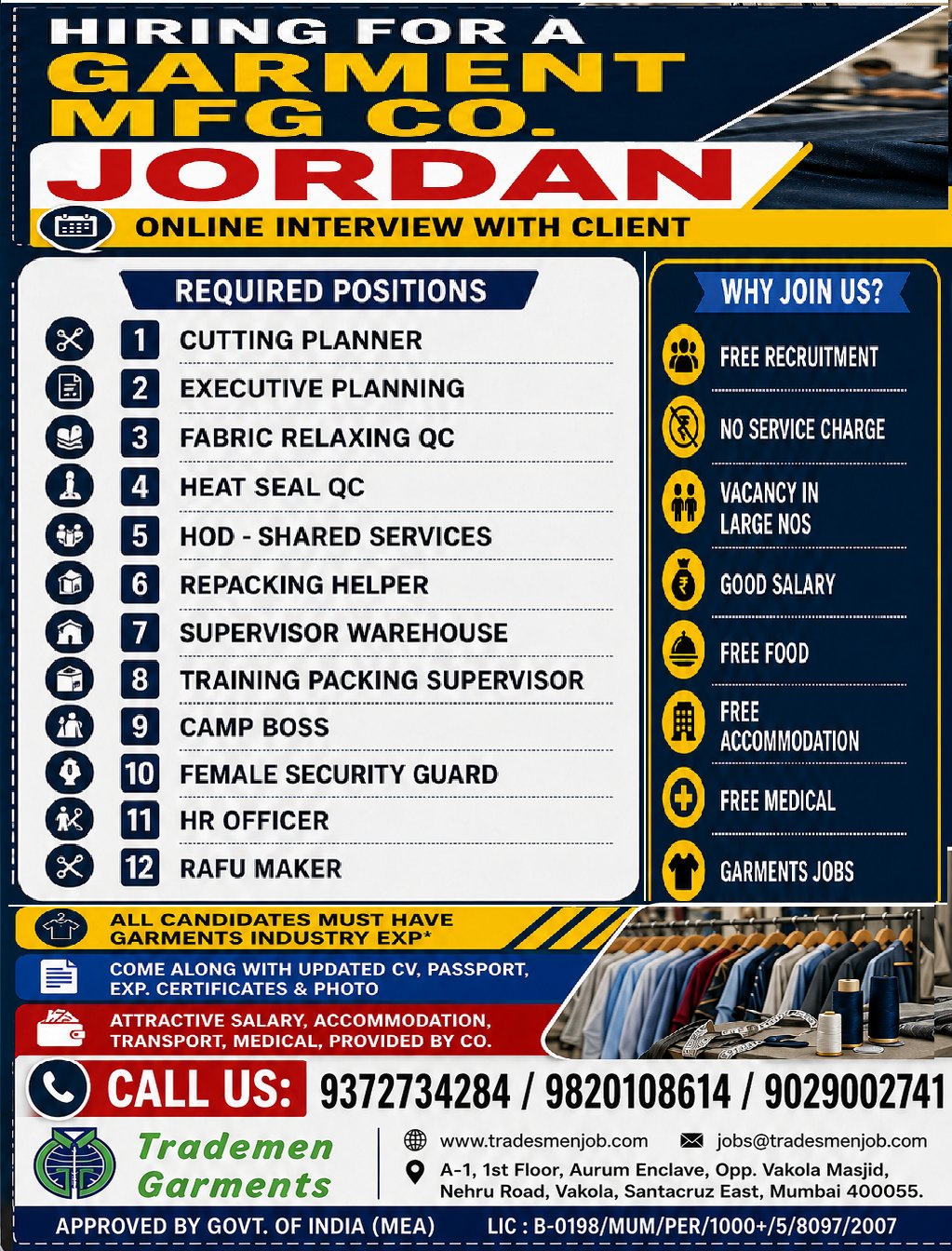 Urgent Hiring for Jordan