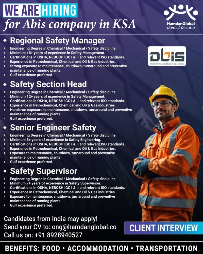 Urgent Hiring for KSA