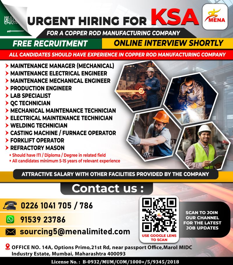 Urgent Hiring for KSA