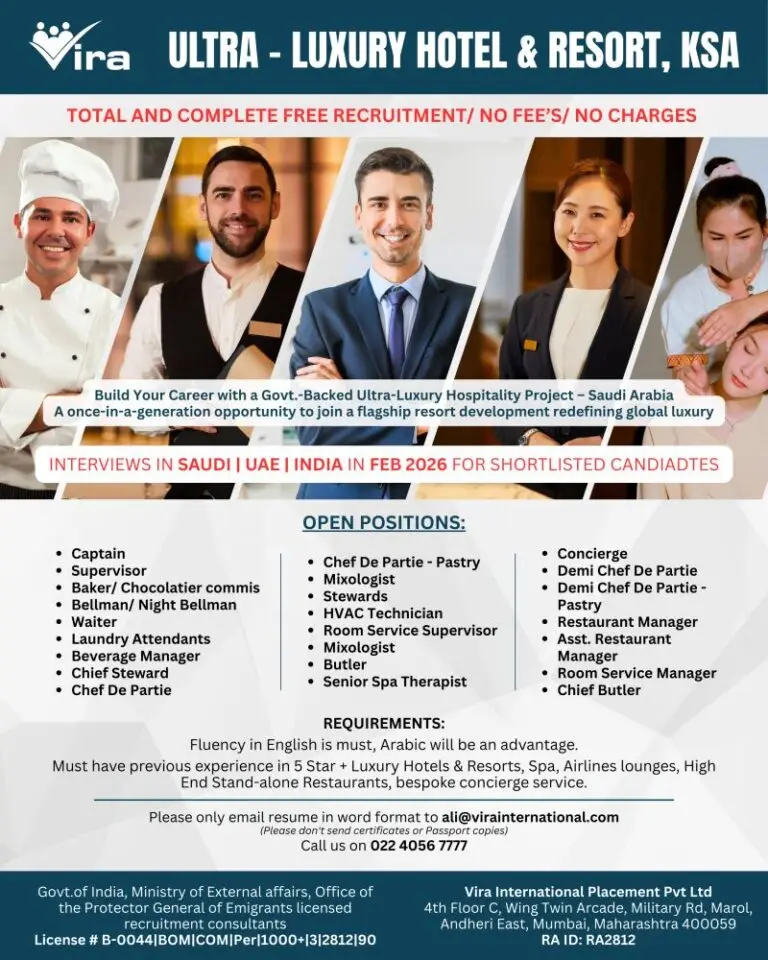 Urgent Hiring for KSA