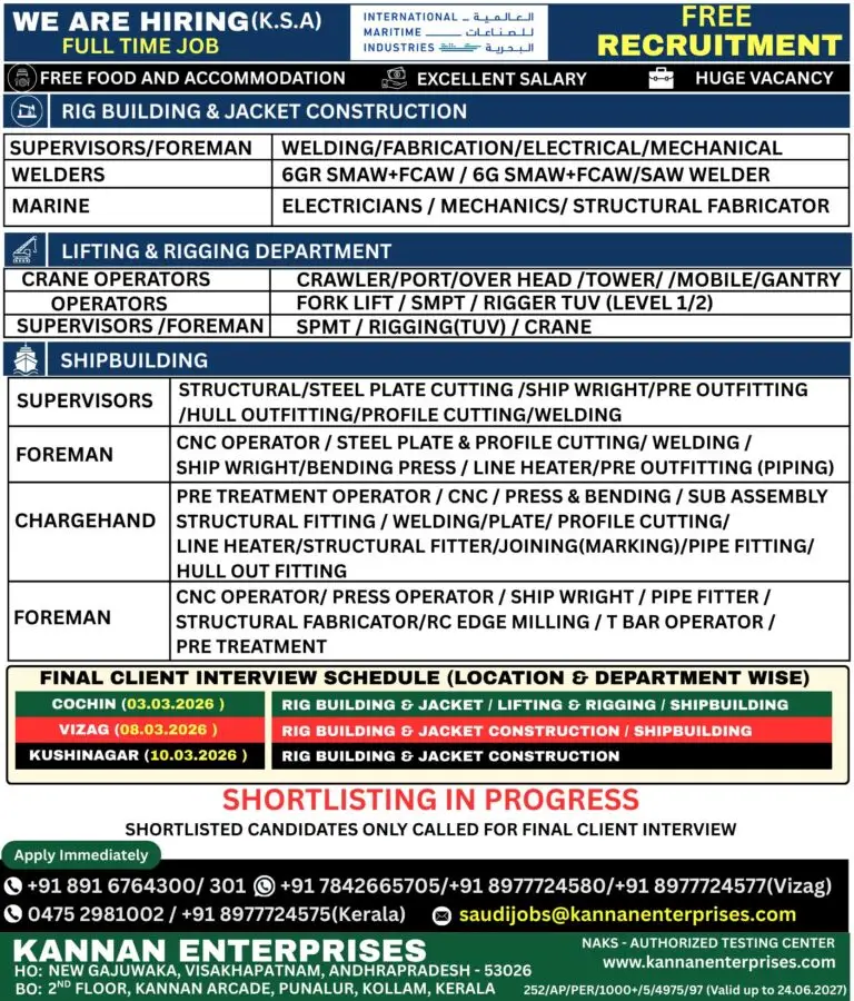 Urgent Hiring for KSA