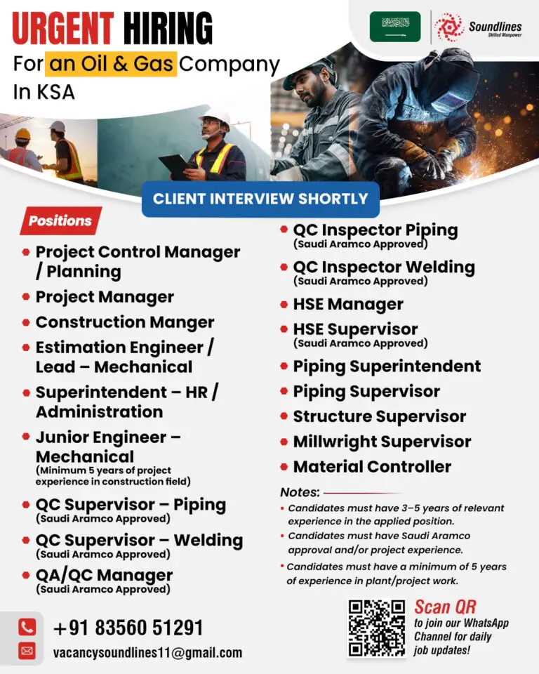 Urgent Hiring for KSA