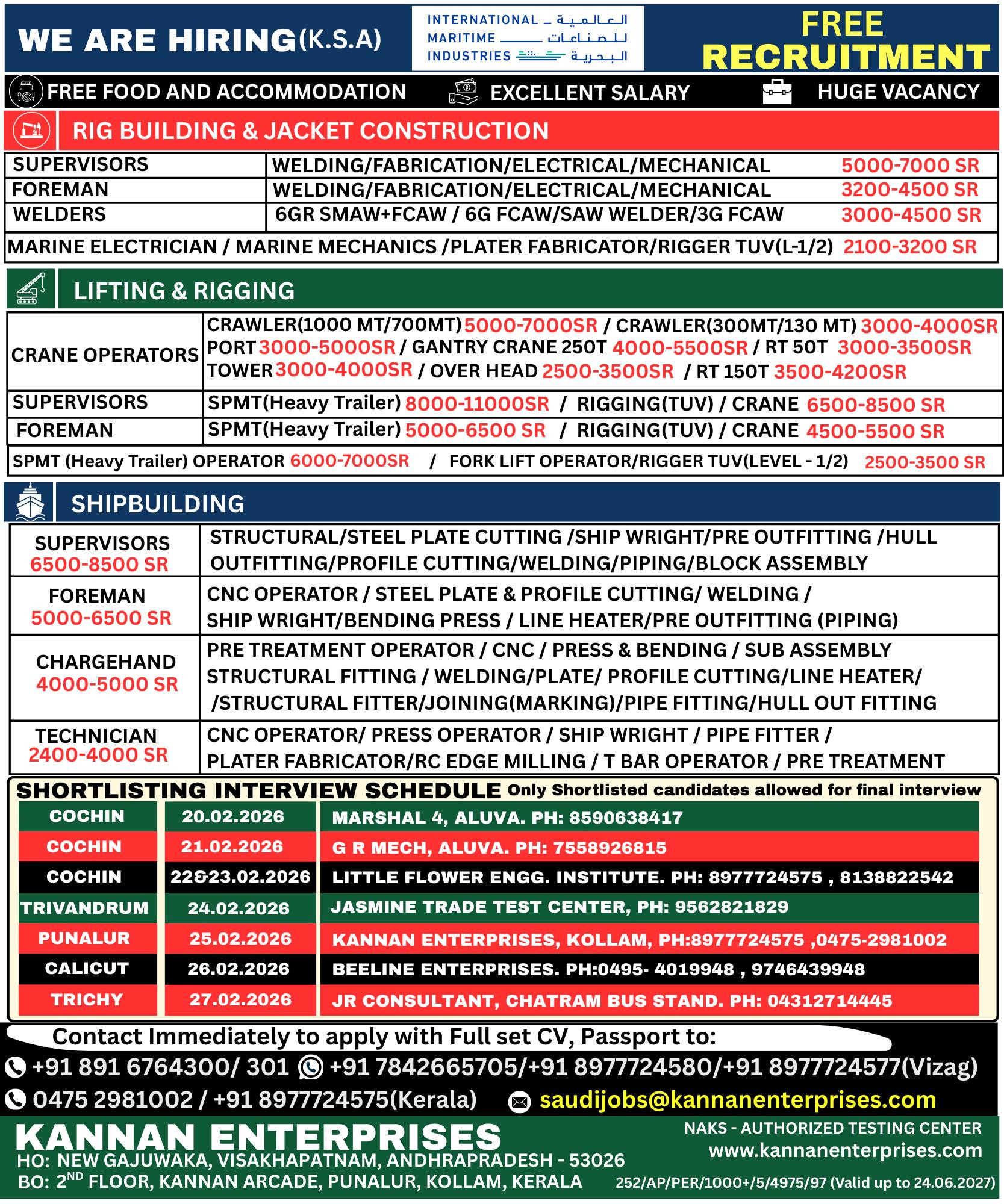 Urgent Hiring for KSA
