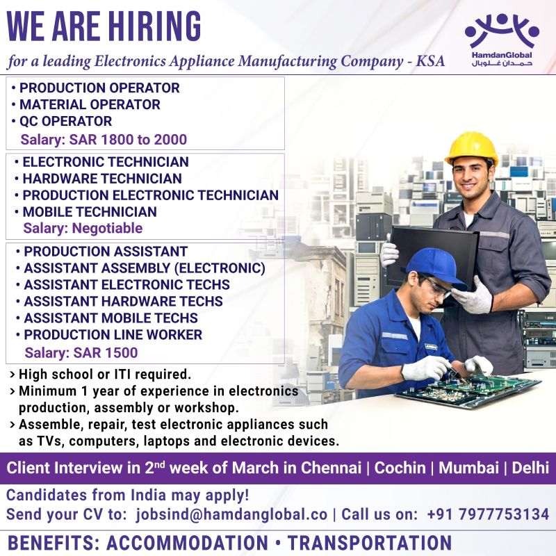 Urgent Hiring for KSA