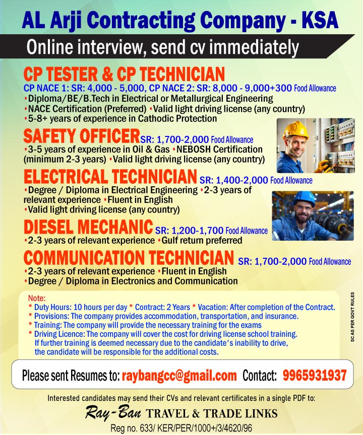 Urgent Hiring for KSA
