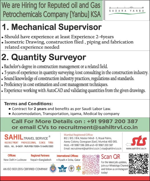 Urgent Hiring for KSA