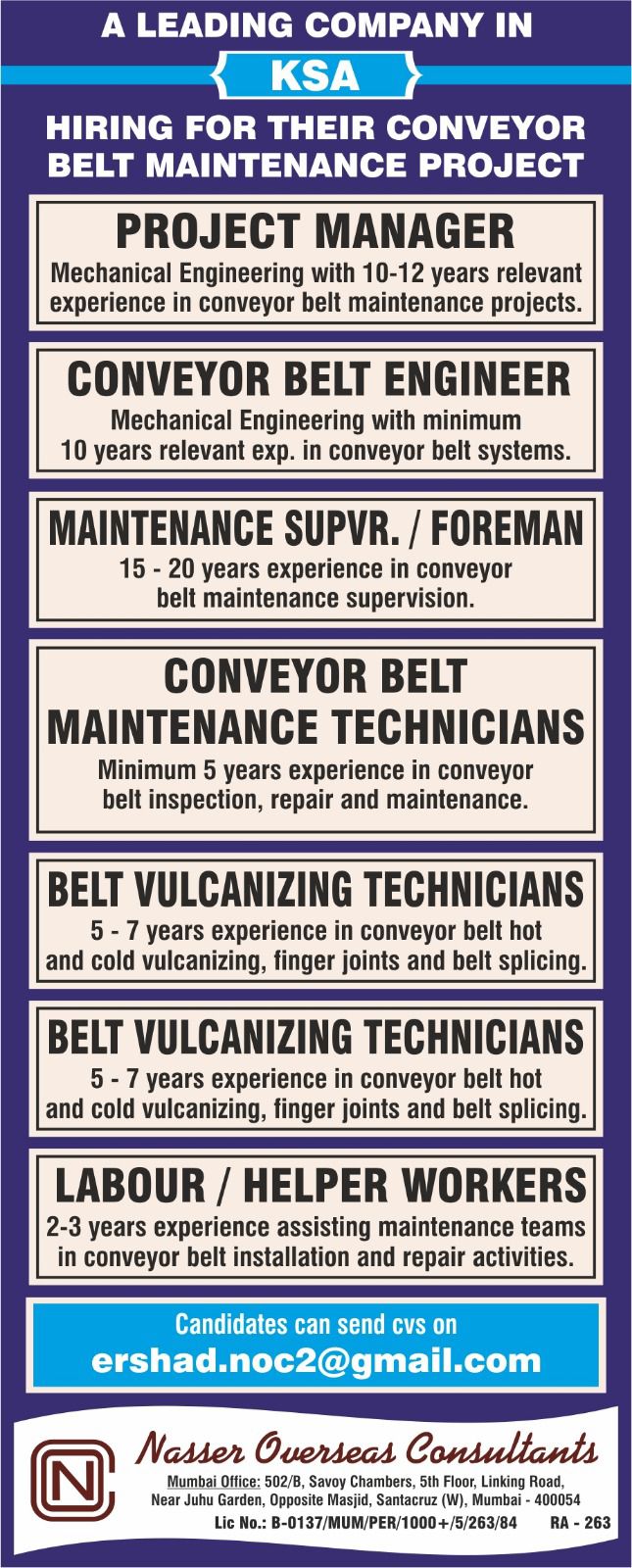 Urgent Hiring for KSA
