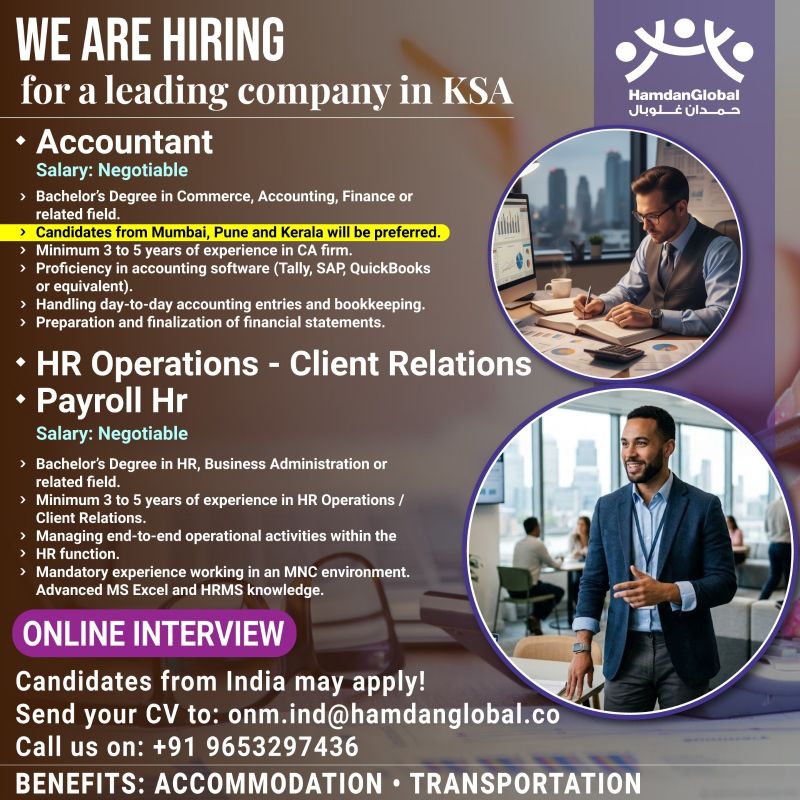 Urgent Hiring for KSA