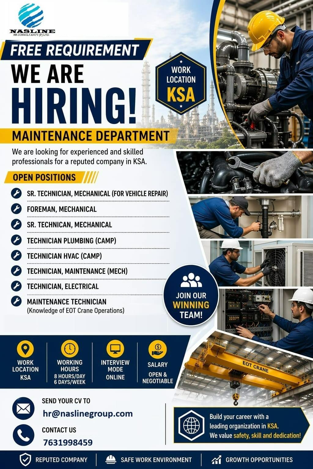 Urgent Hiring for KSA