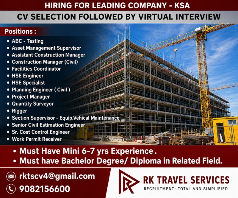 Urgent Hiring for KSA