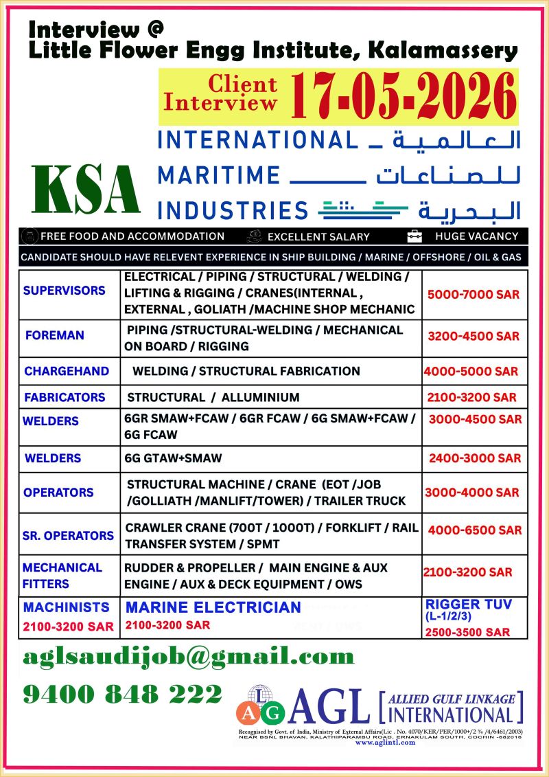 Urgent Hiring for KSA