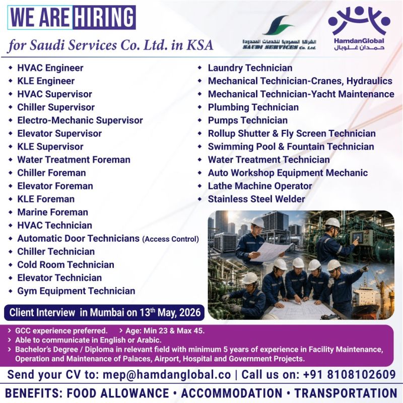 Urgent Hiring for KSA