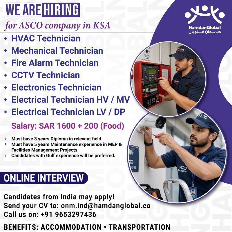 Urgent Hiring for KSA