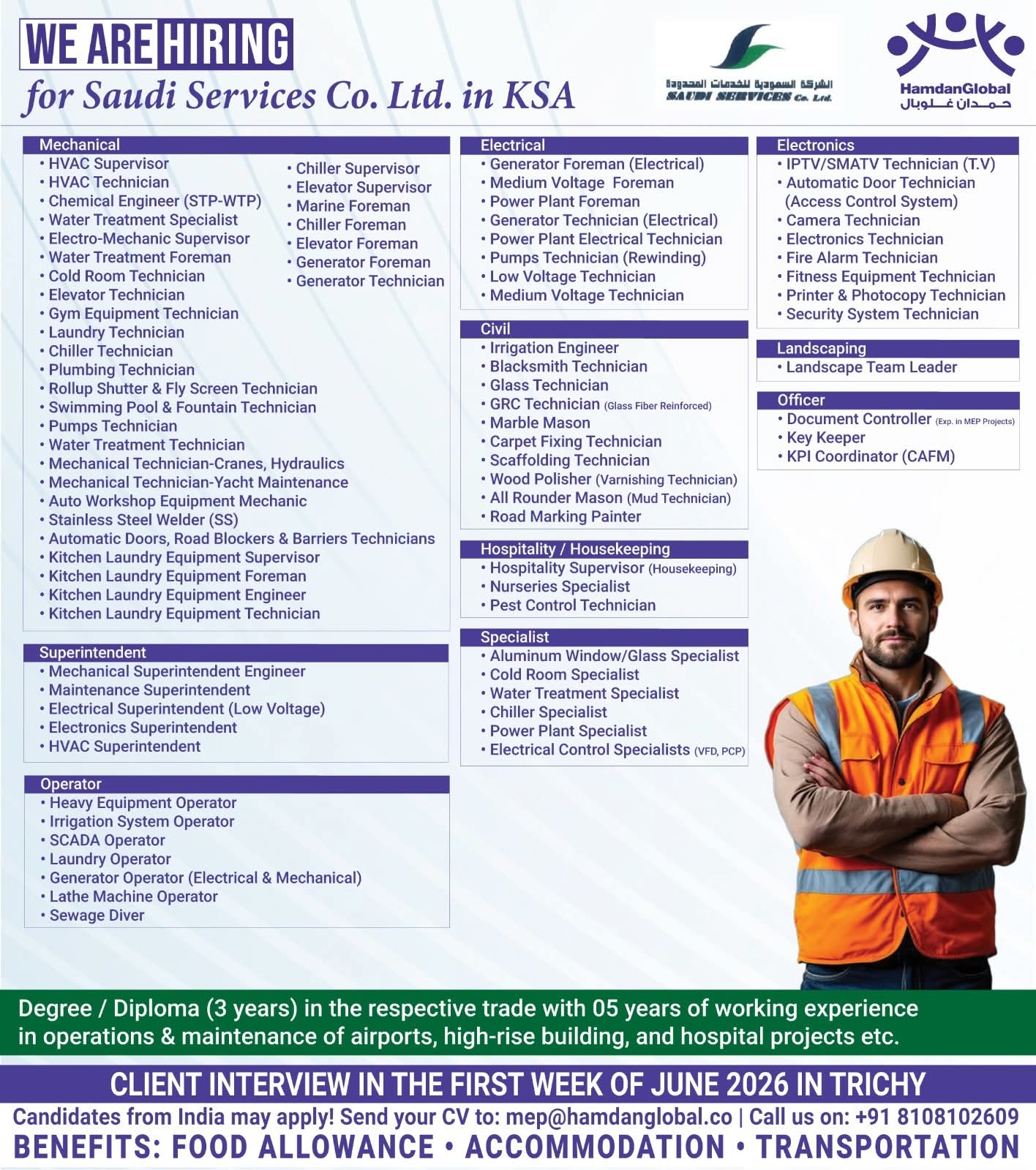 Urgent Hiring for KSA
